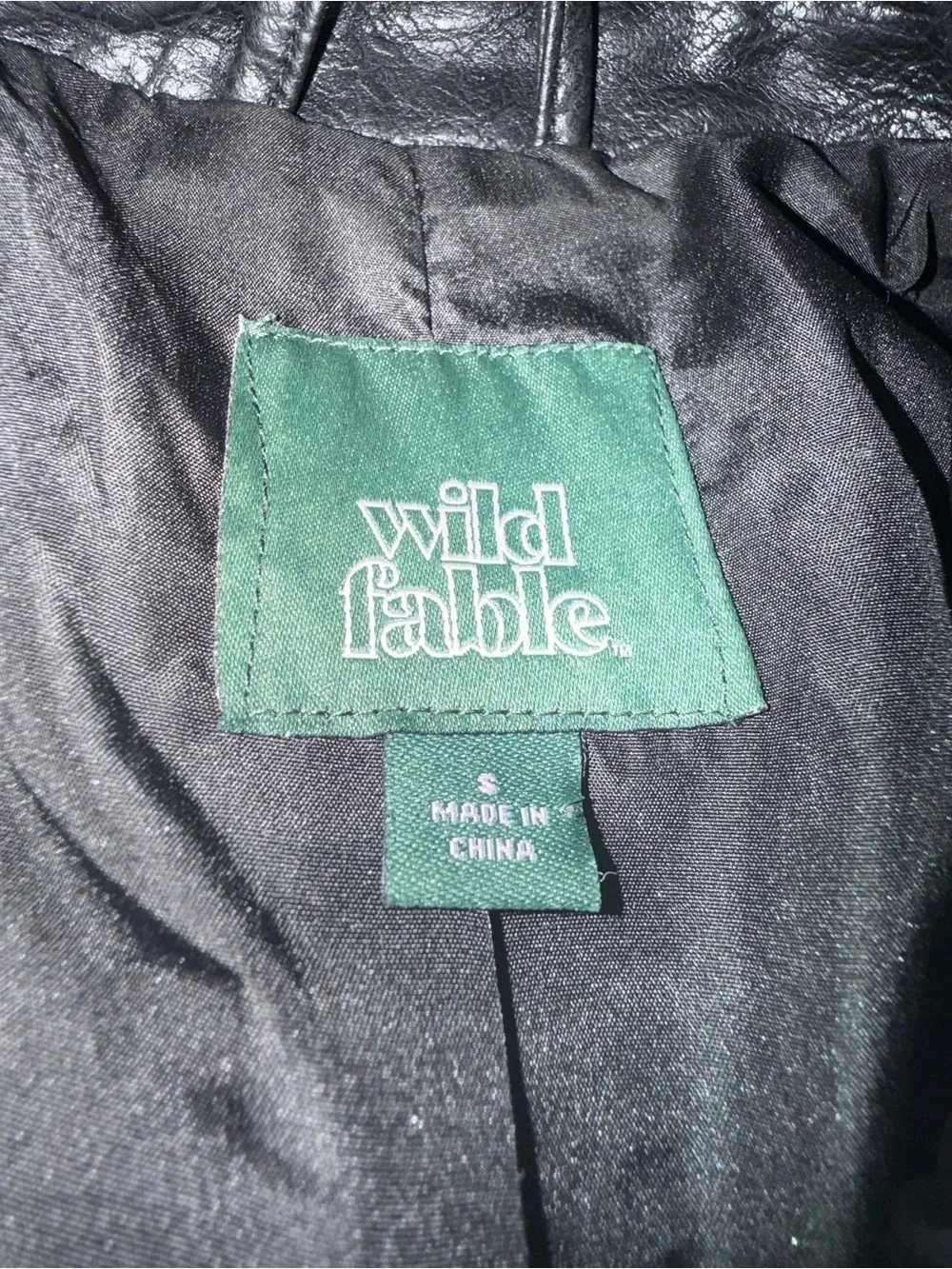Wild Fable Black Faux Leather Moto Biker Jacket Full Zip Asymmetric Size XS